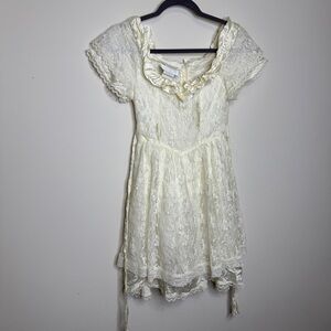 Vintage 80's Gunne Sax by Jessica McClintock Lace and Satin Dress
